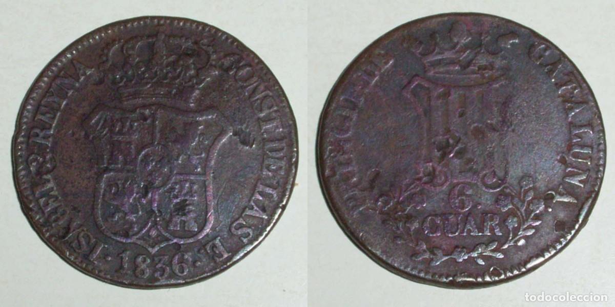 Monedas de Espa&ntilde;a: 6 Cuartos 1836 Catalu&ntilde;a