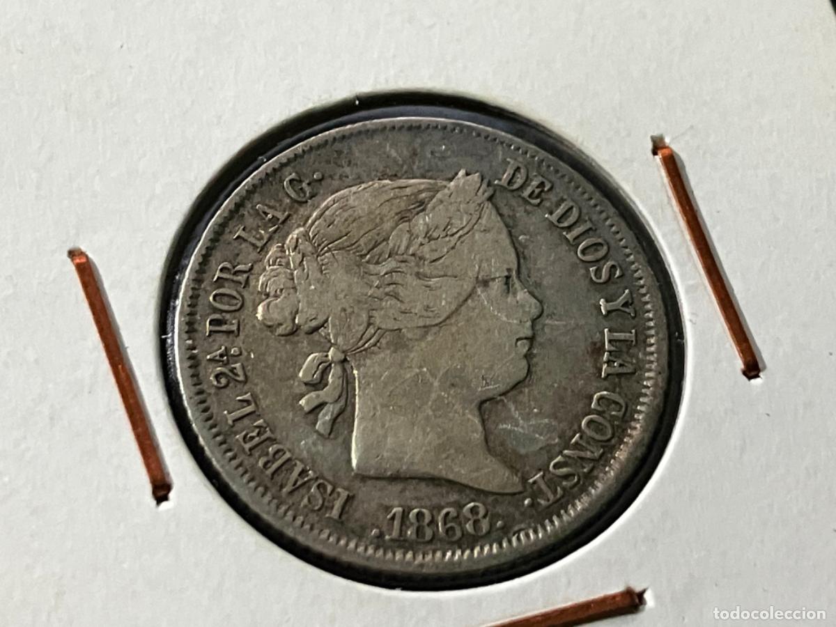 Monedas de Espa&ntilde;a: Moneda plata Espa&ntilde;a 1868 Isabel II - 40 c&eacute;ntimos de real - Ceca Madrid - buen estado