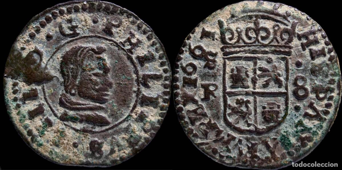Monedas de Espa&ntilde;a: 1661, 8 Maravedis Philip IV, Sevilla Mint (A is V inverted) - 20 mm / 2,23 gr
