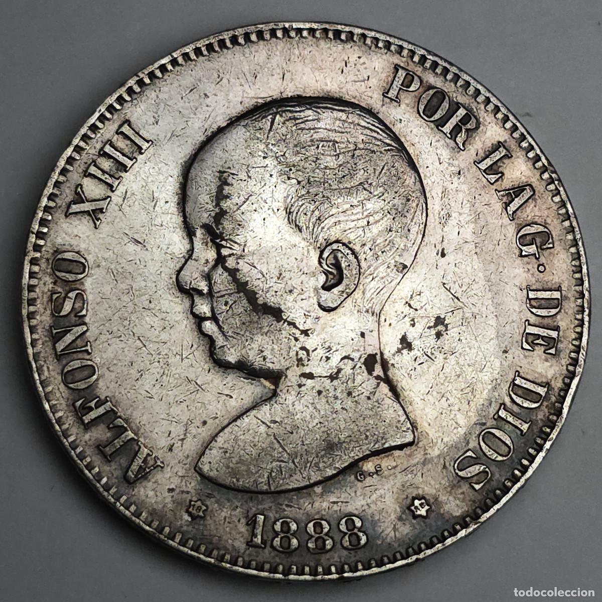 Monedas de Espa&ntilde;a: MONEDA PLATA ESPA&Ntilde;A 5 PESETAS ALFONSO XIII 1888 *18-88*
