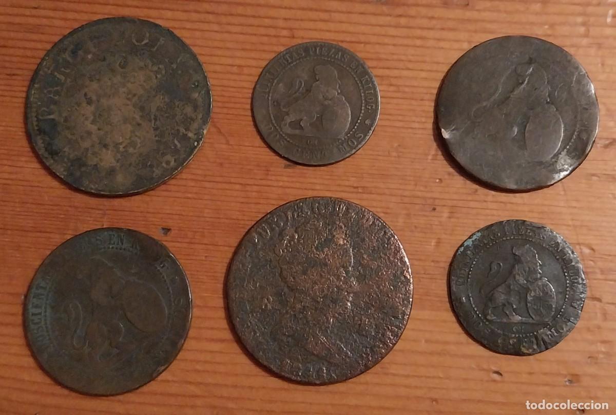 M&uuml;nzen von Spanien: Lote de 6 monedas espa&ntilde;olas del s. XIX.