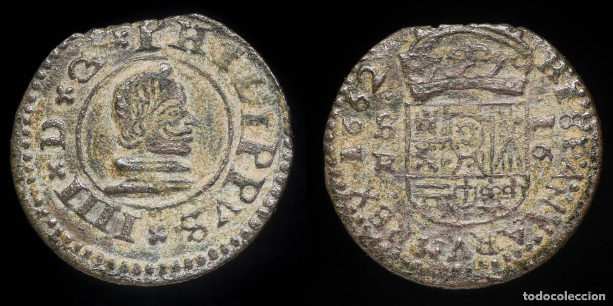 Moedas de Espanha: 1662, 16 Maravedis Philips IV, Sevilla Mint - 22 mm / 3,81 gr.