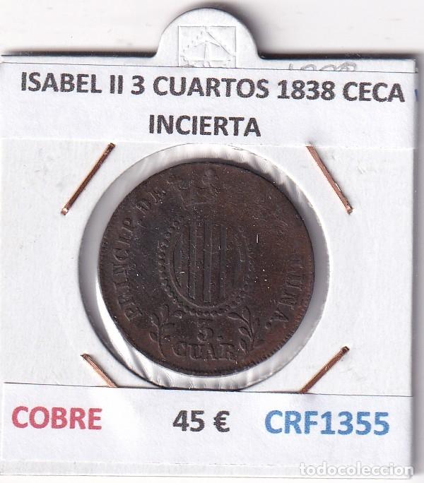 Monedas de Espa&ntilde;a: CRF1355 MONEDA ESPA&Ntilde;A ISABEL II 3 CUARTOS 1838 CECA INCIERTA COBRE