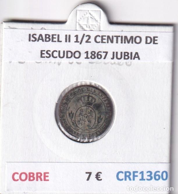 Monedas de Espa&ntilde;a: CRF1360 MONEDA ESPA&Ntilde;A ISABEL II 1/2 CENTIMO DE ESCUDO 1867 JUBIA COBRE