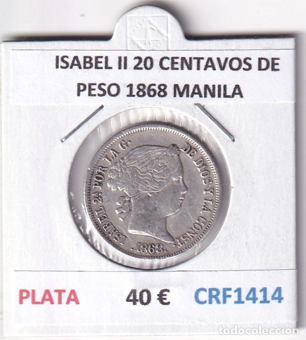 Monedas de Espa&ntilde;a: CRF1414 MONEDA ESPA&Ntilde;A ISABEL II 20 CENTAVOS DE PESO 1868 MANILA PLATA