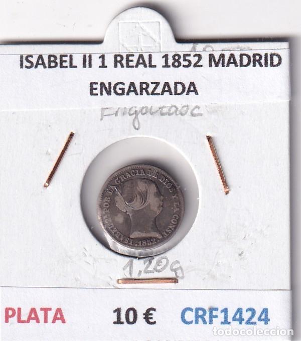 Monedas de Espa&ntilde;a: CRF1424 MONEDA ESPA&Ntilde;A ISABEL II 1 REAL 1852 MADRID PLATA ENGARZADA
