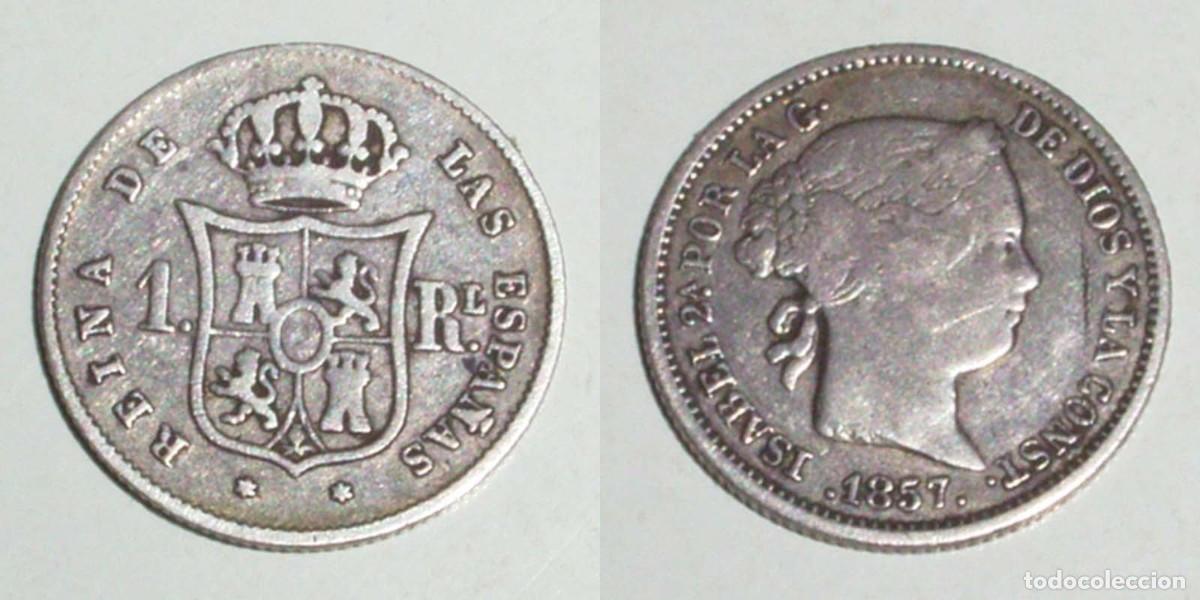 Monedas de Espa&ntilde;a: 1 Real 1857 Madrid..