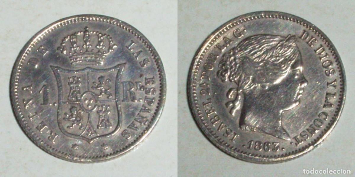 Monedas de Espa&ntilde;a: 1 Real 1863 Madrid .