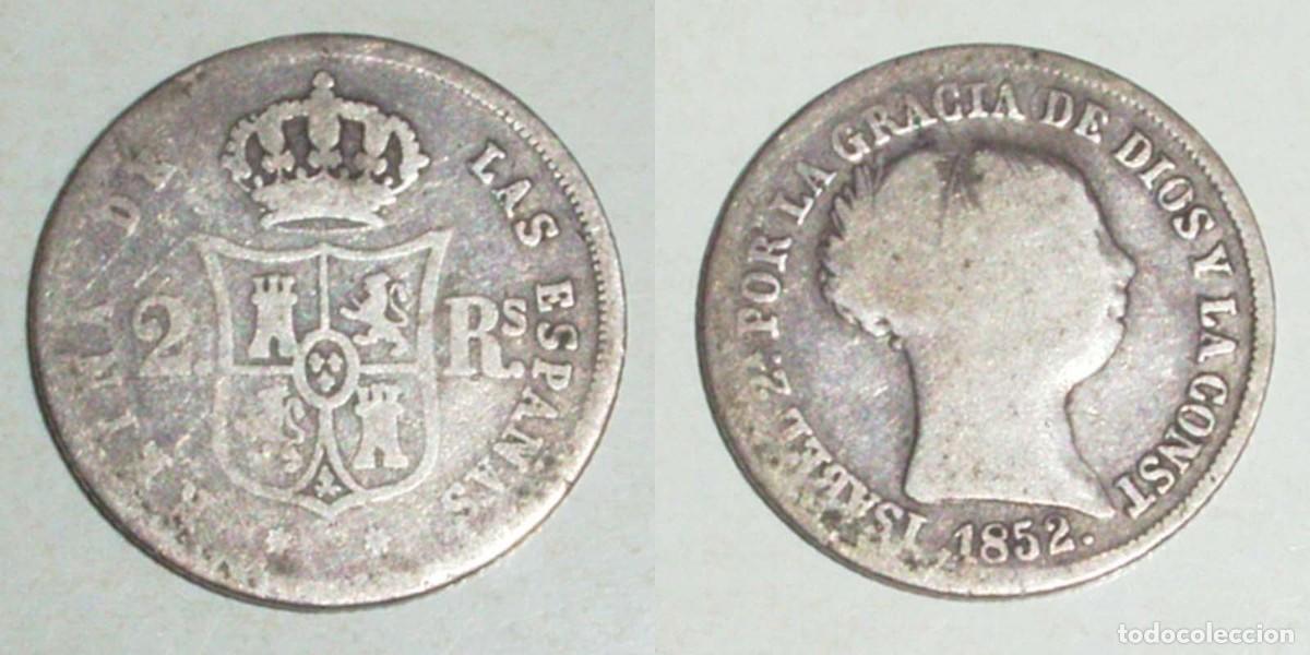 Coins of Spain: 2 Reales 1852 Sevilla