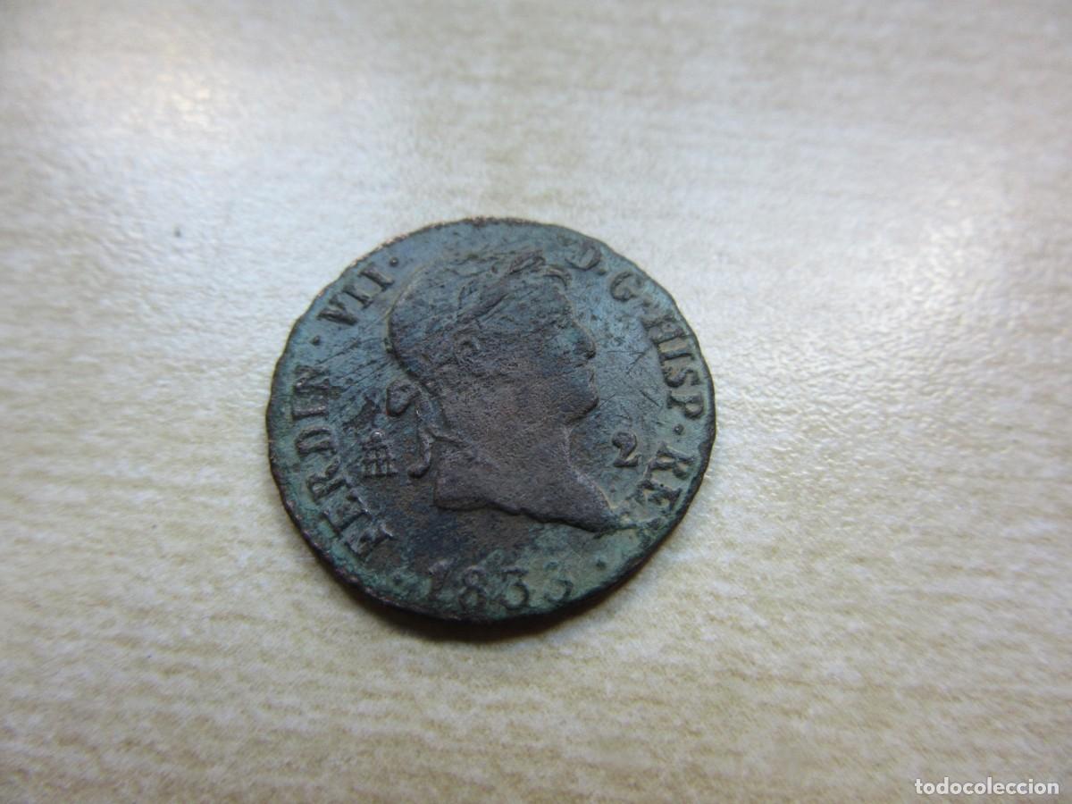 Coins of Spain: 2 Maraved&iacute;s de Fernando VII Ceca Segovia Fechado en 1833