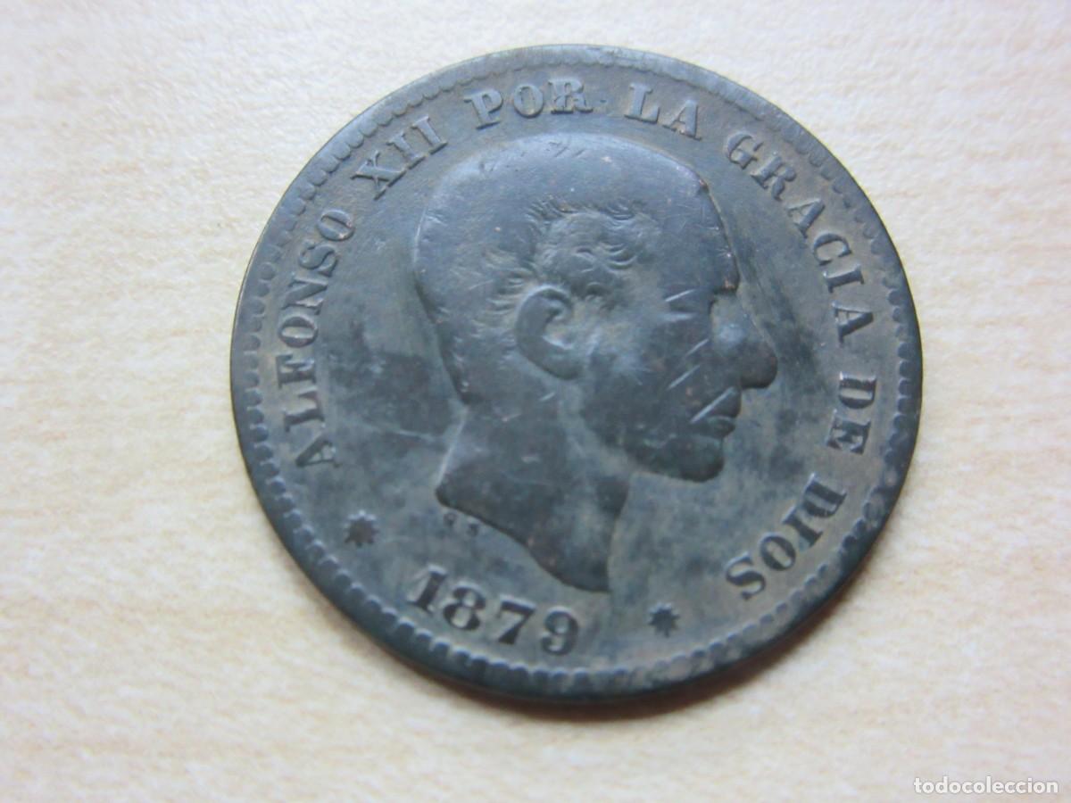 M&uuml;nzen von Spanien: Bonita moneda de 5 c&eacute;ntimos de Alfonso XII fechada en 1879 Di&aacute;metro 2,5 cm