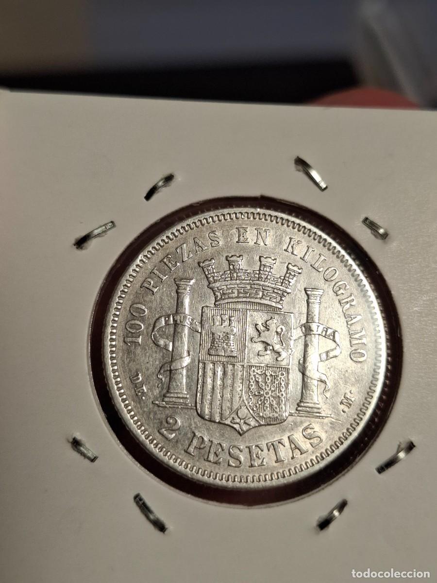 Monedas de Espa&ntilde;a: MONEDA DE 2 PESETAS DE PLATA DE 1870*18-74 - Foto 2