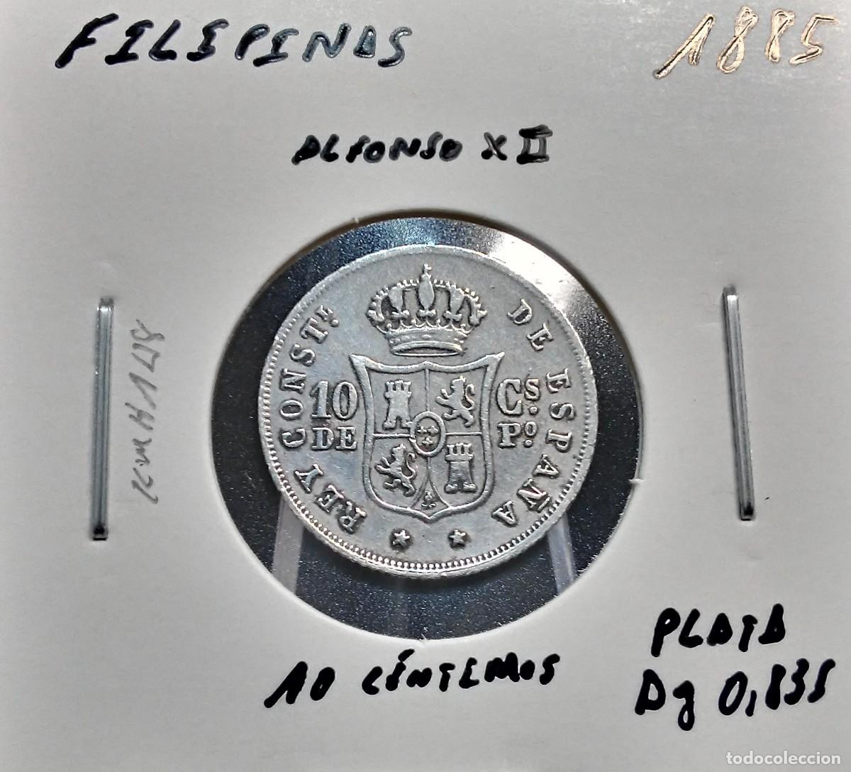 Monedas de Espa&ntilde;a: FILIPINAS 10 C&Eacute;NTIMOS 1885 KM#148 PLATA AG 0,835 2,6 GRAMOS.