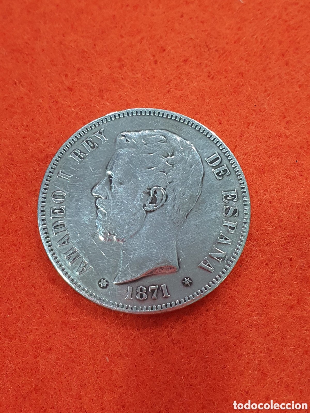 Monete da Spagna: 5 ptas 1871. Amadeo. Reproducci&oacute;n. (L128)