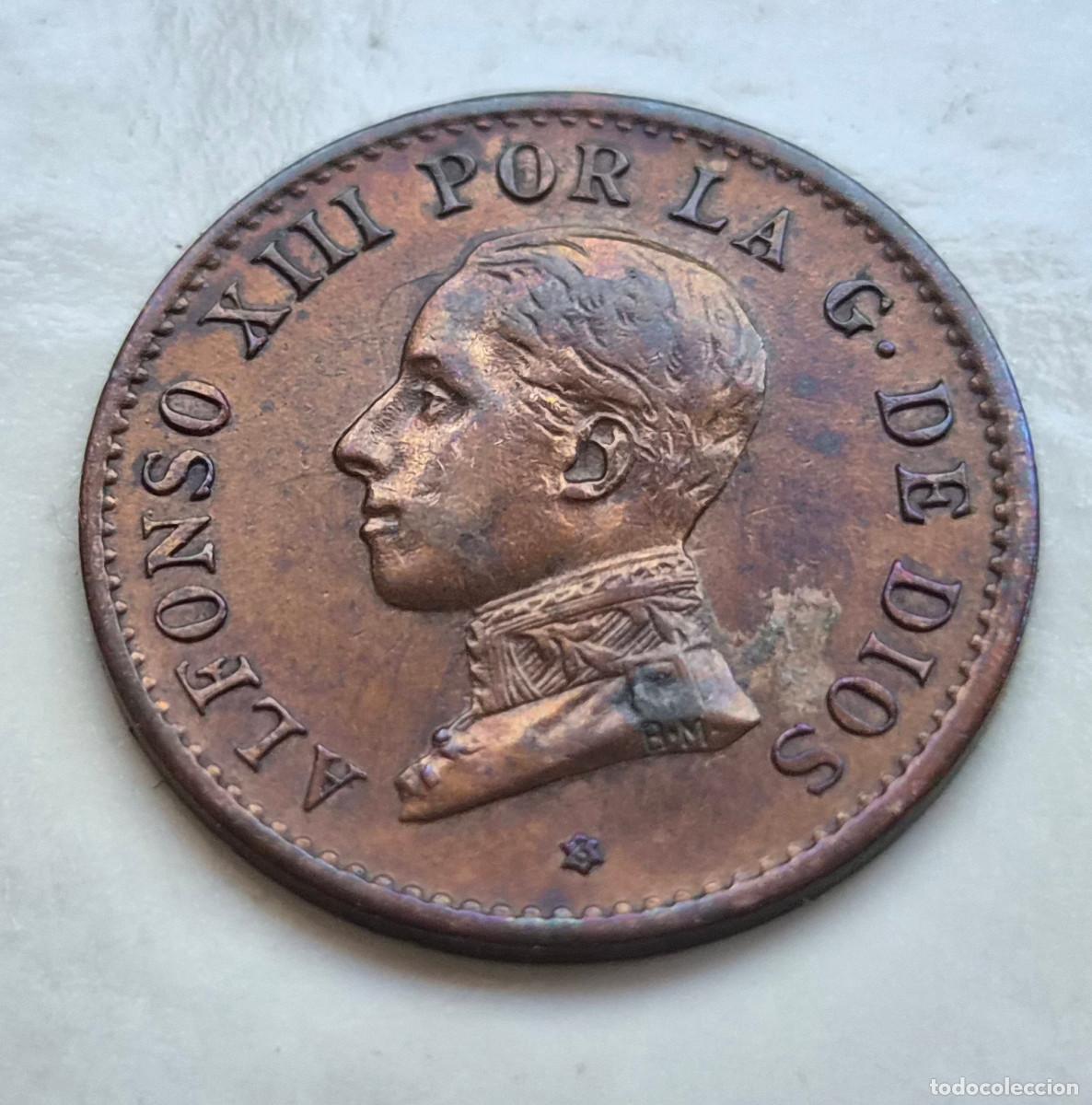 Monedas de Espa&ntilde;a: Alfonso XII 1 c&eacute;ntimo 1913 * 3 P.C.V. EBC