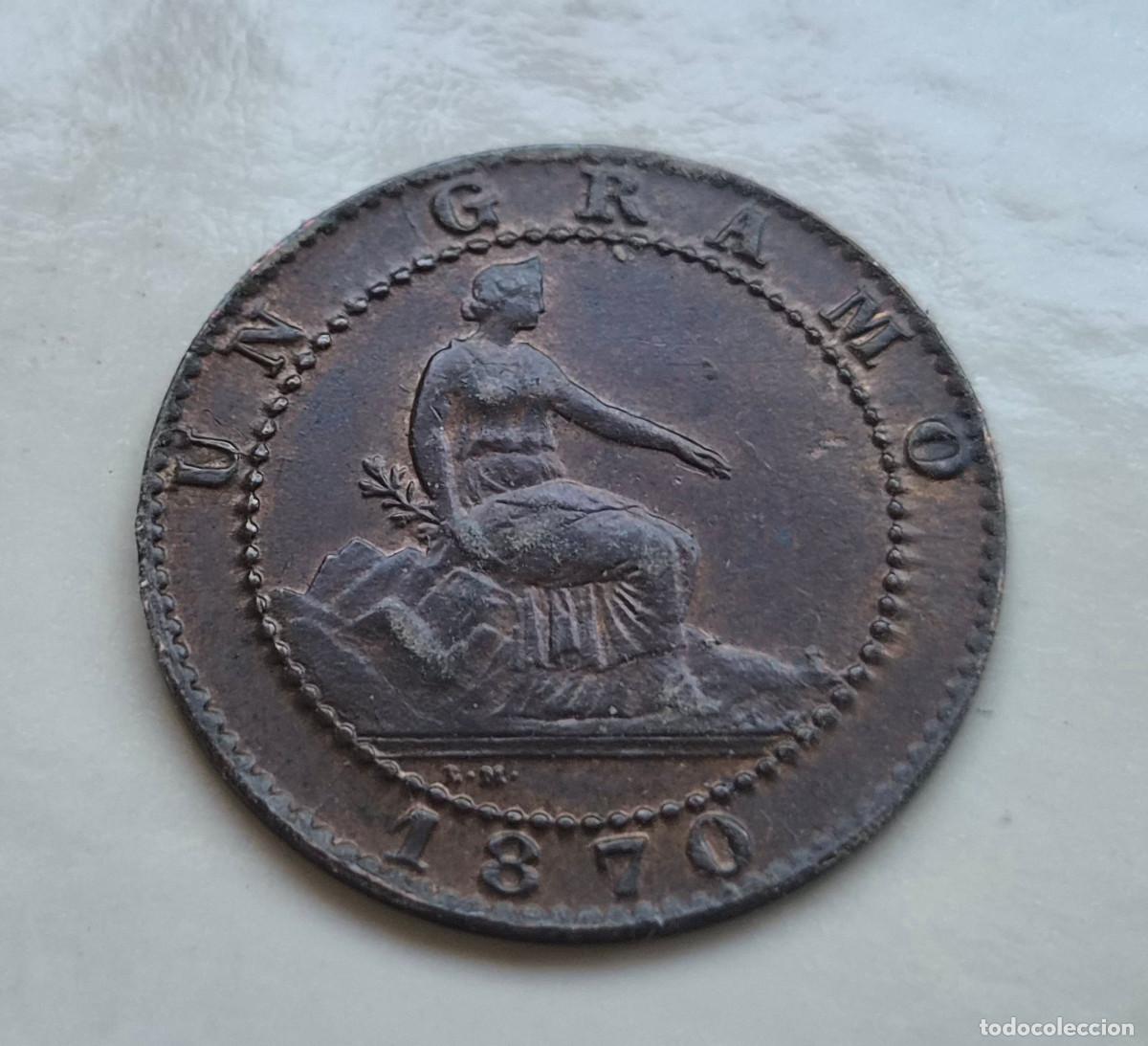 Monedas de Espa&ntilde;a: Rep&uacute;blica Espa&ntilde;ola. 1 c&eacute;ntimo 1870 Barcelona OM. EBC