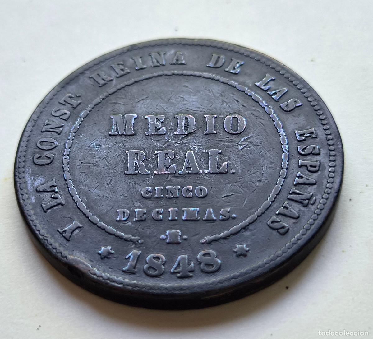Monedas de Espa&ntilde;a: Isabel 2&ordf; MEDIO REAL / 5 D&eacute;cimas 1848 Madrid. Escasa