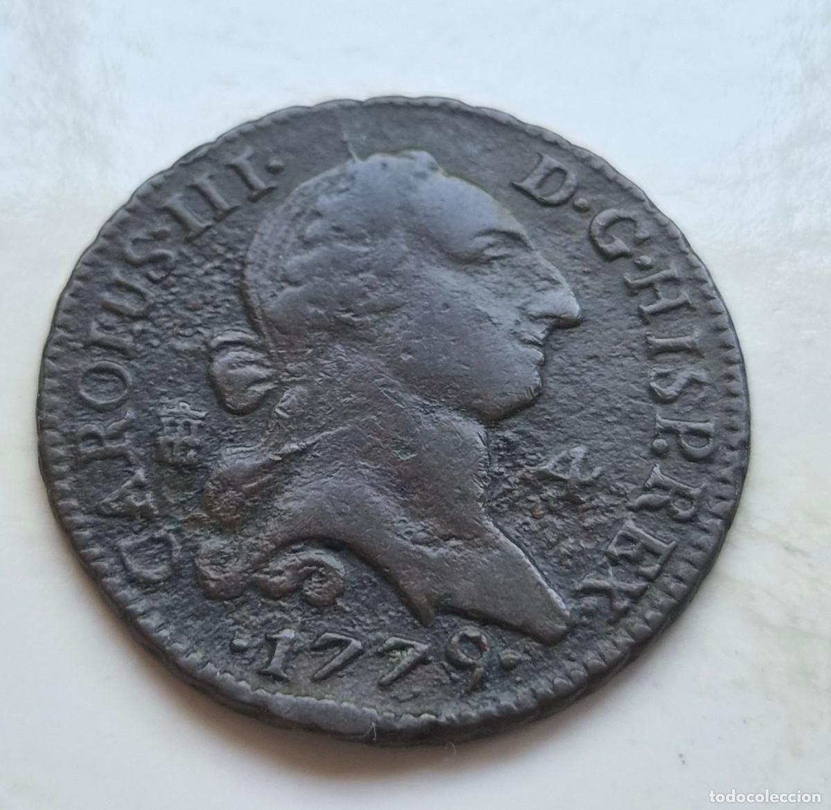 Monedas de Espa&ntilde;a: Carlos III Segovia 4 maraeved&iacute;s 1779