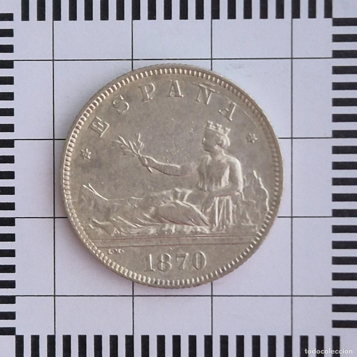 M&uuml;nzen von Spanien: GOBIERNO PROVISIONAL, 2 PESETAS. 1870 *18-70, SNM. (KM#654).