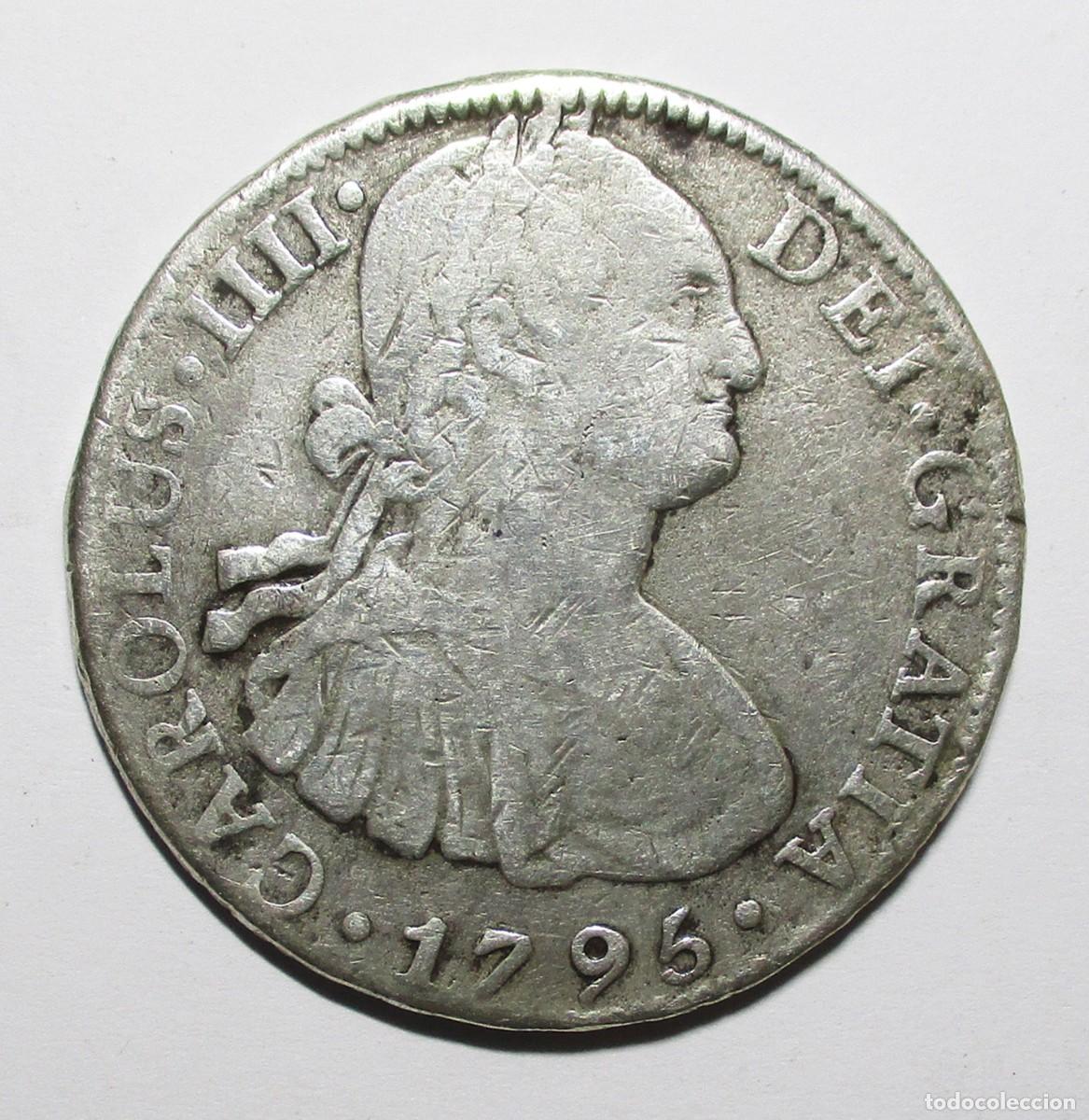 Monedas de Espa&ntilde;a: CARLOS IV, 8 REALES DE 1795 EN PLATA DE LEY, DE LA CECA DE M&Eacute;XICO F.M. LOTE 5713