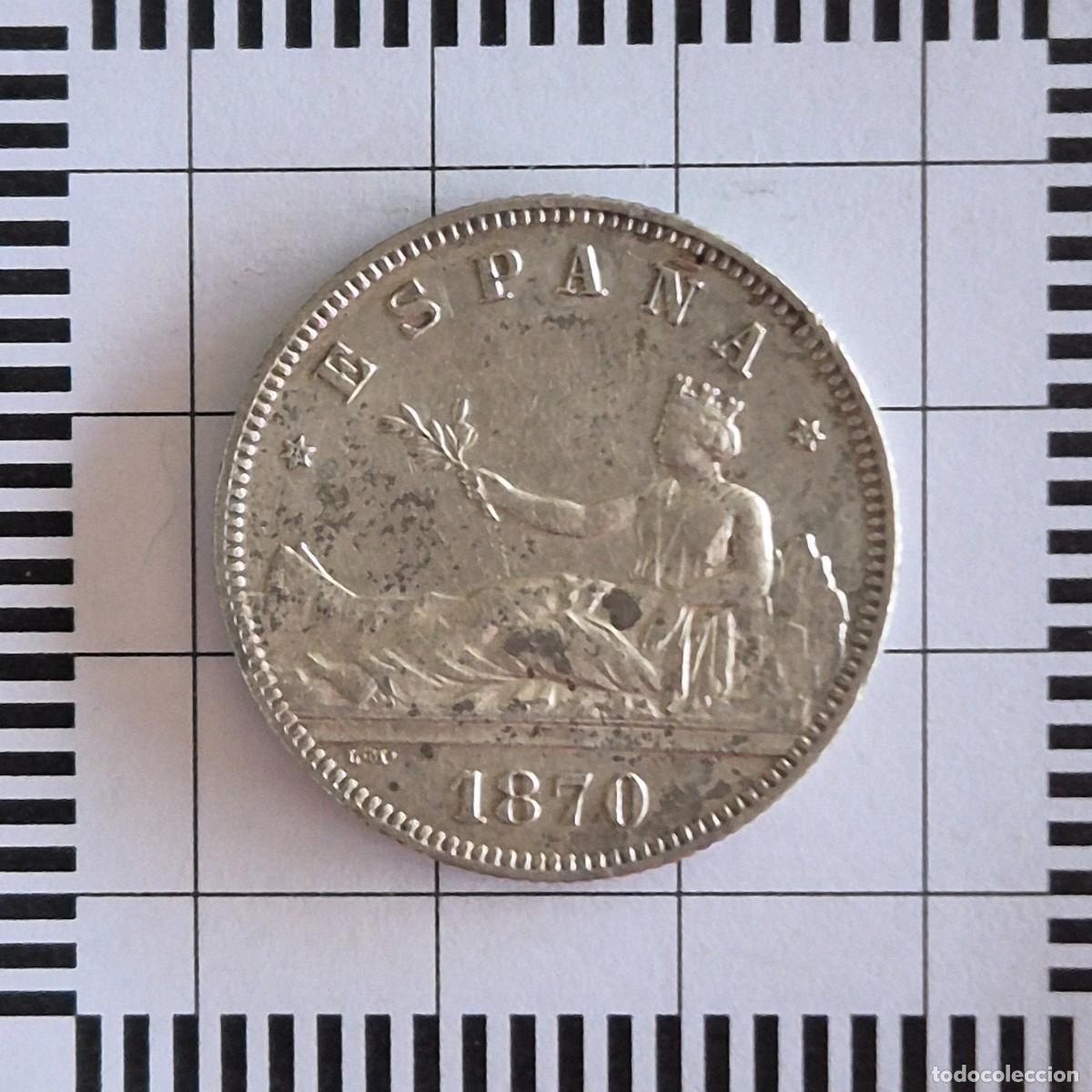 M&uuml;nzen von Spanien: GOBIERNO PROVISIONAL, 2 PESETAS. 1870 *18-73, DEM. (KM#654).