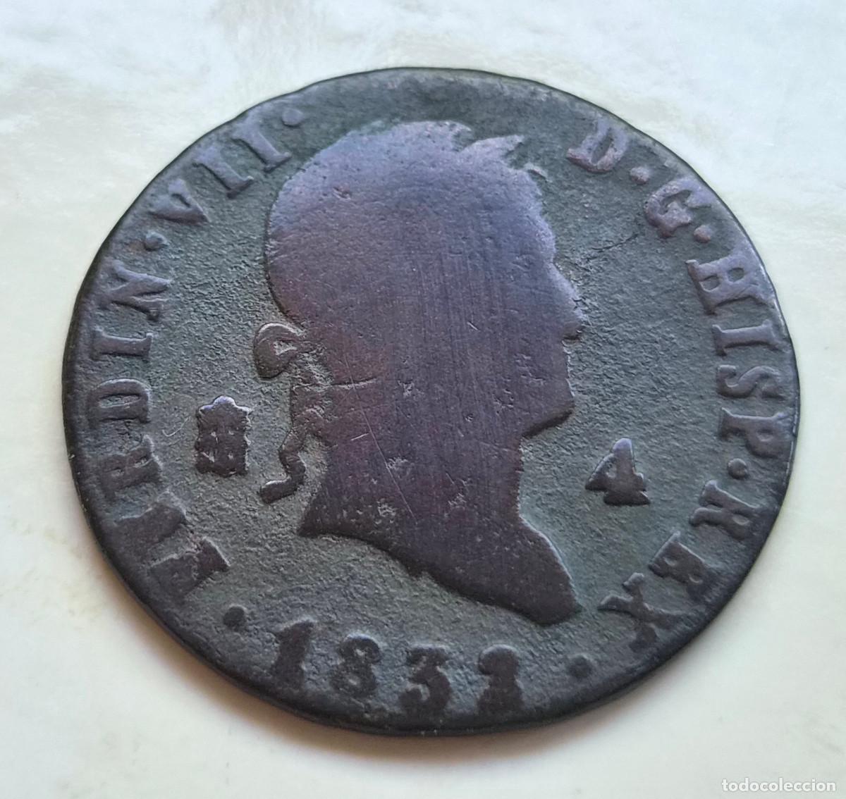 Moedas de Espanha: Fernando VII. Segovia 4 maravev&iacute;s 1832