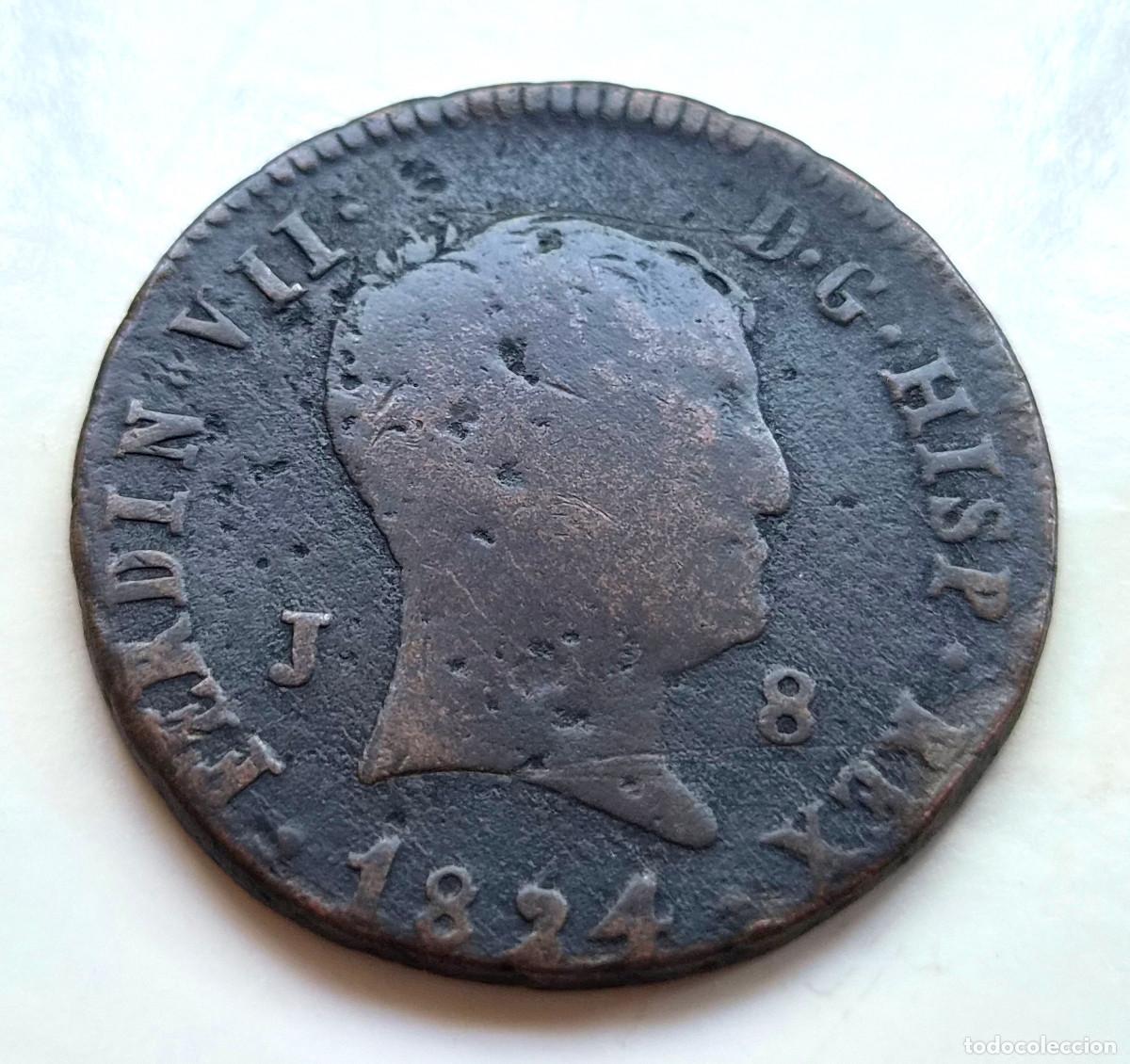 Moedas de Espanha: Fernando VII. Jubia 8 maravev&iacute;s 1824