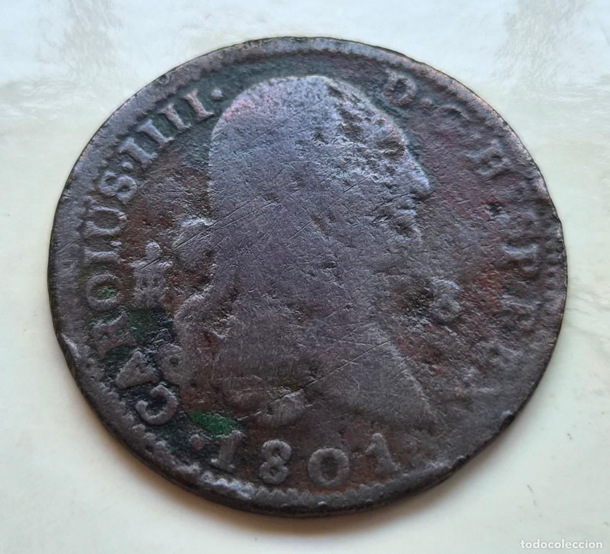Moedas de Espanha: Carlos IV Segovia 8 maravedis 1801