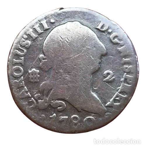 Monedas de Espa&ntilde;a: Carlos III Segovia 2 maraeved&iacute;s 1780. Escasa