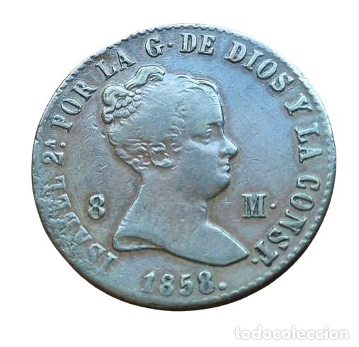 Monedas de Espa&ntilde;a: Isabel 2&ordf; Barcelona 8 maraved&iacute;s 1858 - Foto 1