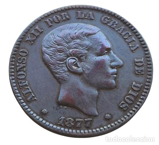 Monedas de Espa&ntilde;a: Alfonso XII Barcelona OM 10 c&eacute;ntimos 1877. Muy bonito