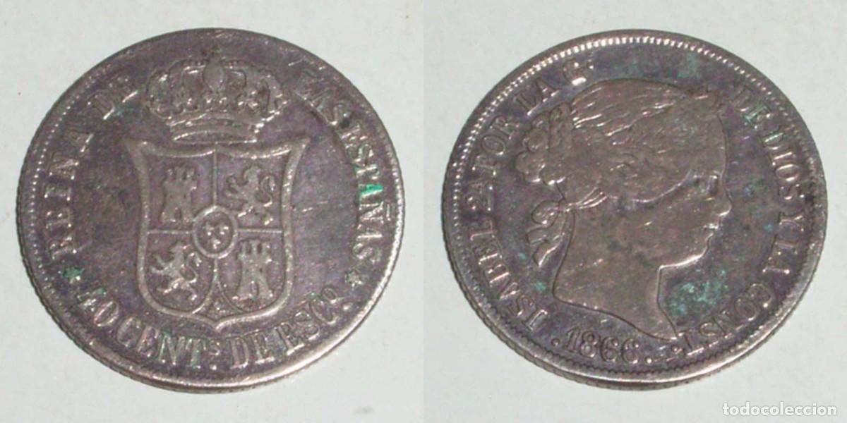 Monedas de Espa&ntilde;a: 40 Ctmos. Escudo 1866 Madrid
