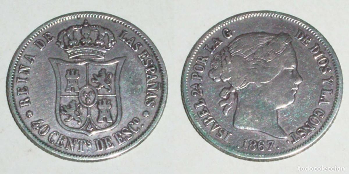 Monedas de Espa&ntilde;a: 40 Ctmos. Escudo 1867 Madrid