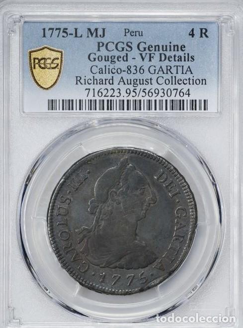 Monete da Spagna: CARLOS III - 4 REALES DE PLATA - LIMA - A&Ntilde;O 1775 - ERROR GARTIA - NEGOCIABLE -
