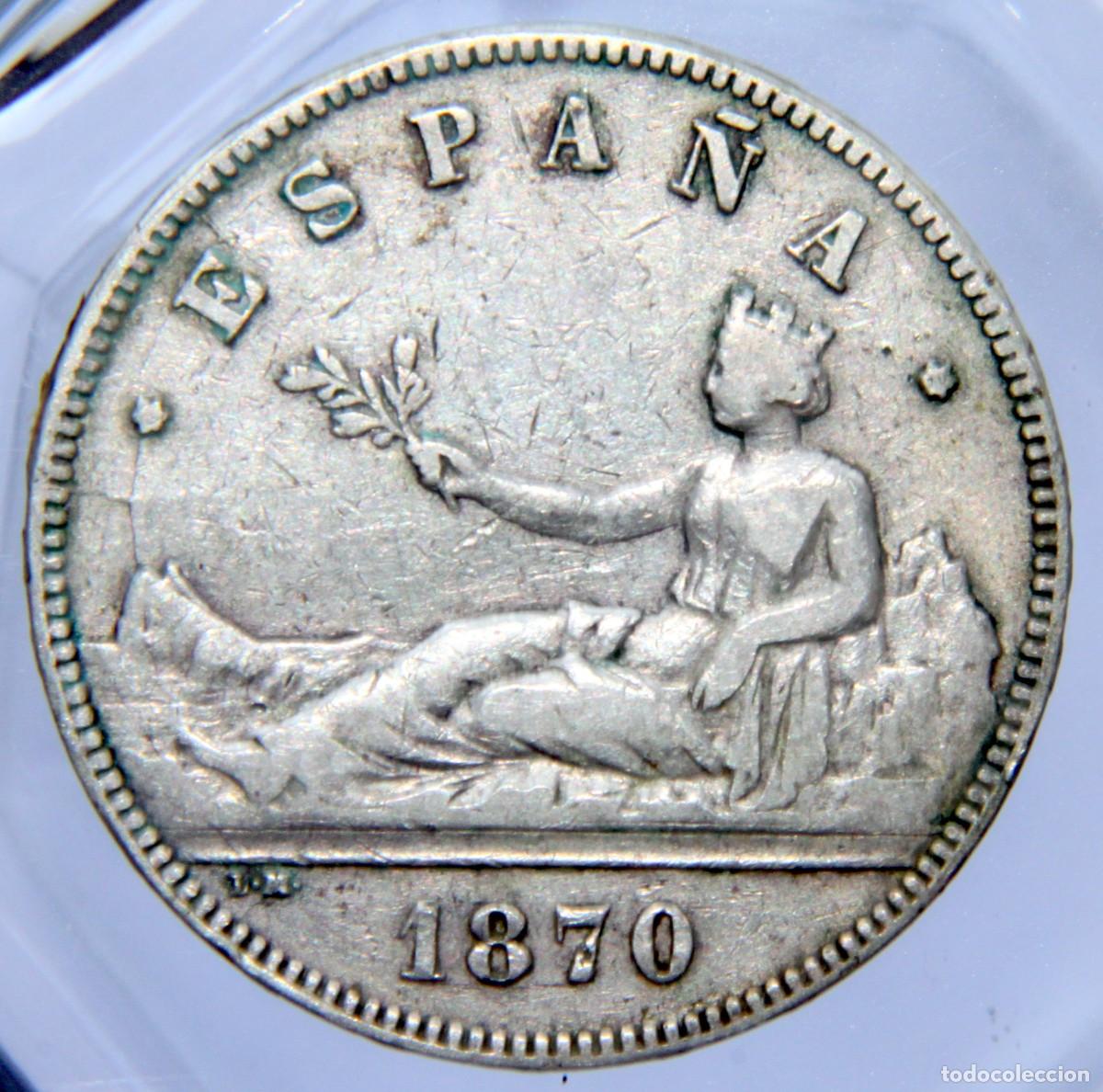 Monedas de Espa&ntilde;a: Am033 ESPA&Ntilde;A GOBIERNO PROVISIONAL 5 PESETAS 1870 SN-M *-- 70 - PLATA