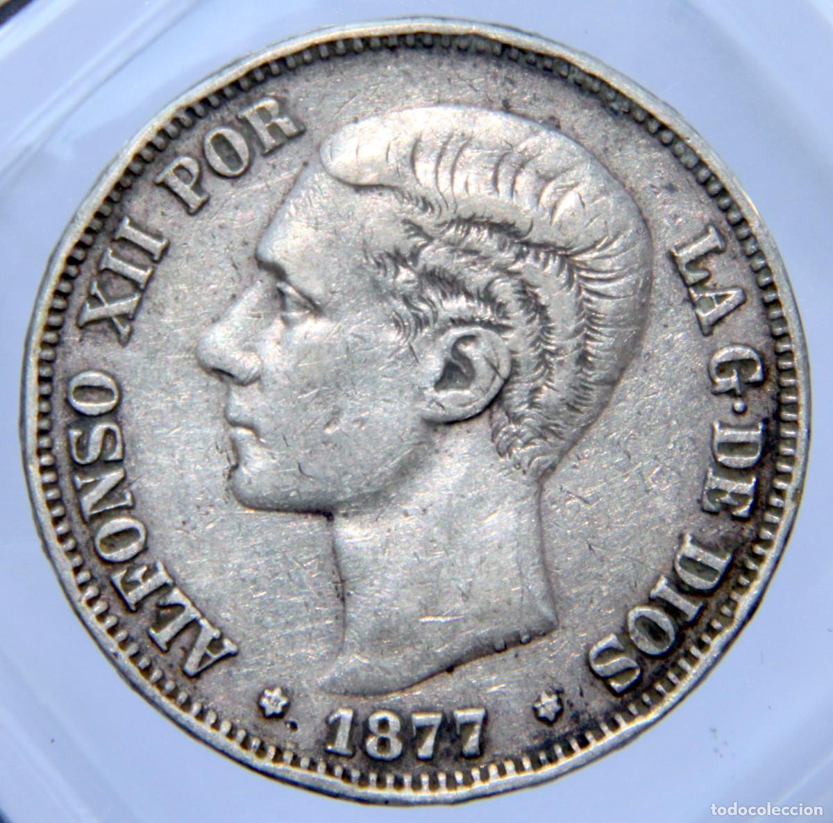 Monedas de Espa&ntilde;a: Am037 ESPA&Ntilde;A ALFONSO XII 5 PESETAS 1877 - PLATA