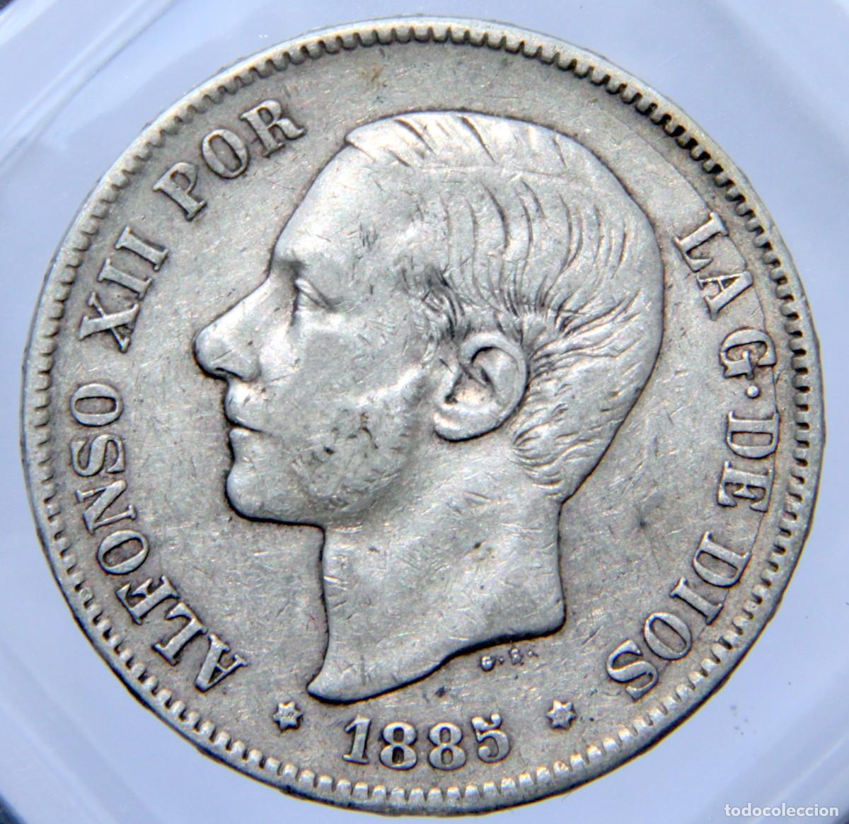 Monedas de Espa&ntilde;a: Am040 ESPA&Ntilde;A ALFONSO XII 5 PESETAS 1885 *18/87 - PLATA
