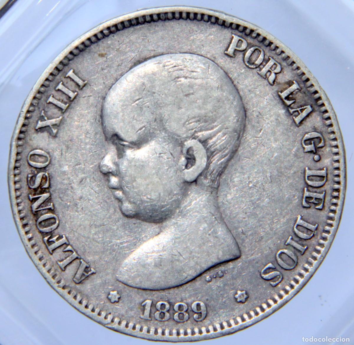 Monedas de Espa&ntilde;a: Am042 ESPA&Ntilde;A ALFONSO XIII 5 PESETAS 1889 *18/89 - PLATA