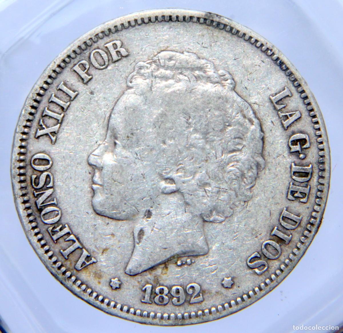 Monedas de Espa&ntilde;a: Am044 ESPA&Ntilde;A ALFONSO XIII 5 PESETAS 1892 - PLATA