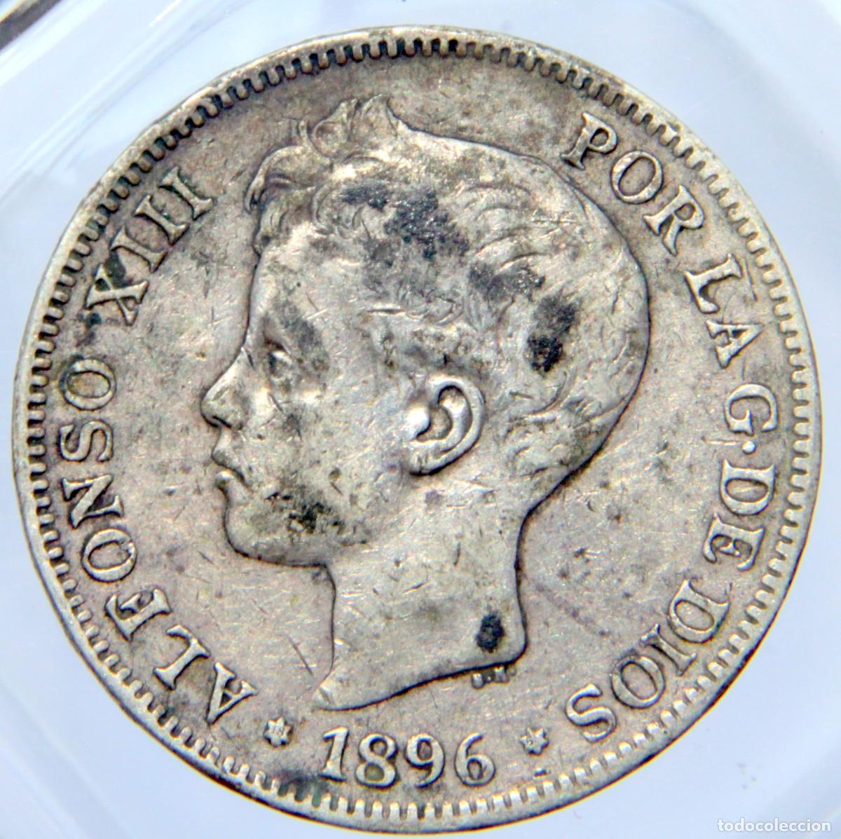 Monedas de Espa&ntilde;a: Am046 ESPA&Ntilde;A ALFONSO XIII 5 PESETAS 1896 *18/96 - PLATA