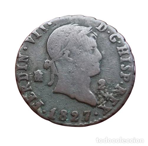Monedas de Espa&ntilde;a: FERNANDO VII SEGOVIA 2 MARAVEDIS 1827
