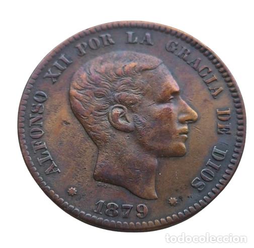 Monedas de Espa&ntilde;a: Alfonso XII Barcelona OM 10 c&eacute;ntimos 1879. Bonito