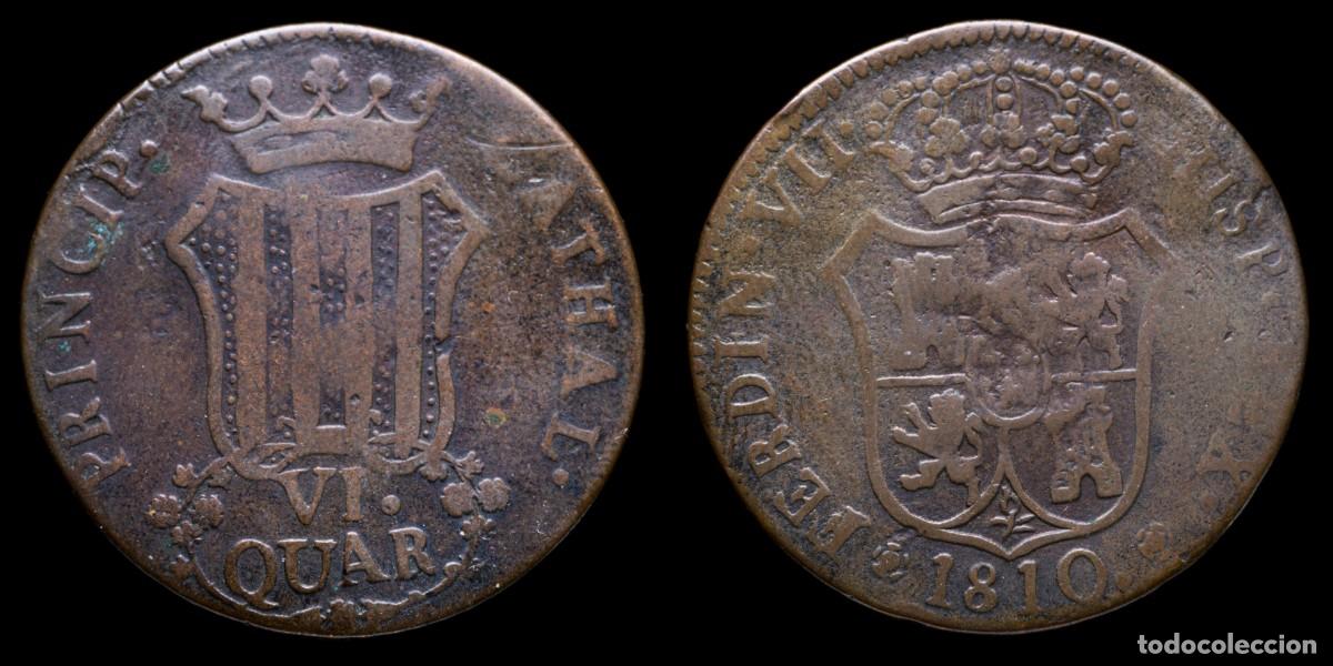 Monedas de Espa&ntilde;a: 1810, 6 Cuartos Ferdinand VII, Catalu&ntilde;a mint - 32 mm / 14,16 gr.