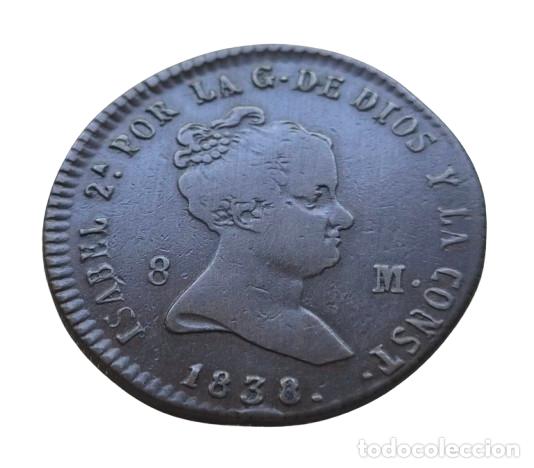 Monedas de Espa&ntilde;a: ISABEL 2&ordf; SEGOVIA 8 MARAVEDIS 1838