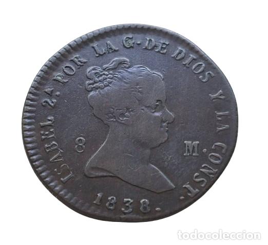 Monedas de Espa&ntilde;a: ISABEL 2&ordf; SEGOVIA 8 MARAVEDIS 1838 - Foto 2