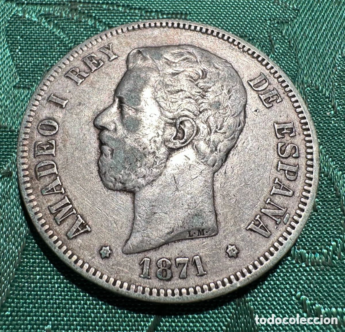 Monedas de Espa&ntilde;a: MONEDA DE 5 PESETAS PLATA (DURO)DE AMADEO I REY DEL A&Ntilde;O 1871.