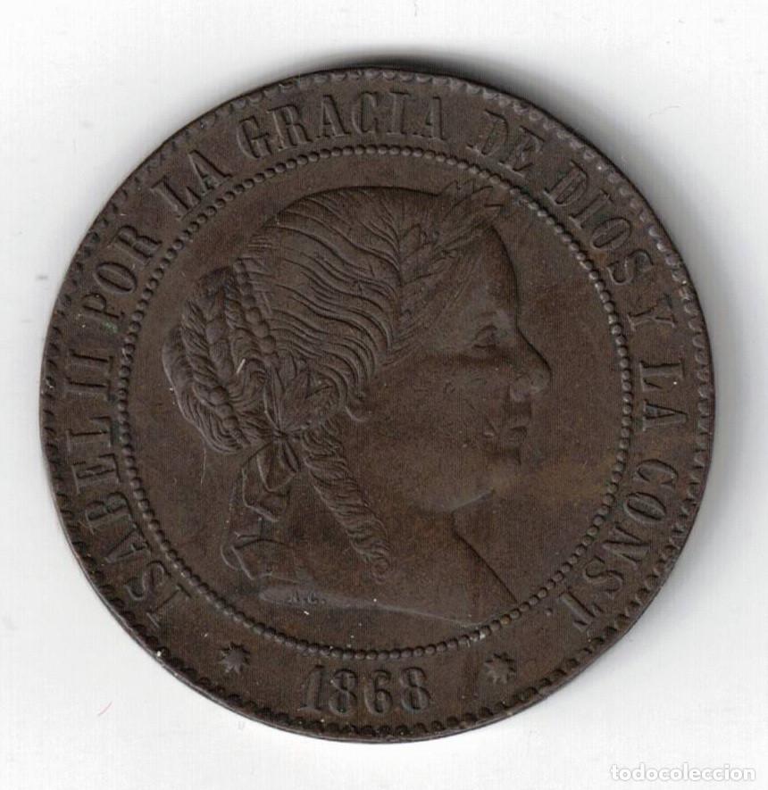Monedas de Espa&ntilde;a: MONEDA 5 C&Eacute;NTIMOS DE ESCUDO 1868 ISABEL II BARCELONA COBRE