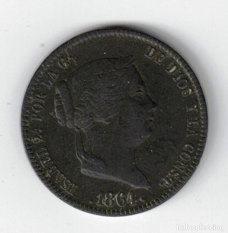 Monedas de Espa&ntilde;a: MONEDA 25 CENTIMOS DE REAL 1864 ISABEL II BARCELONA COBRE