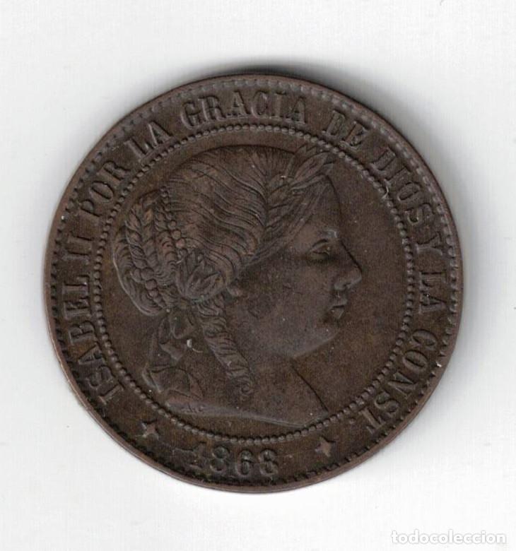 Monedas de Espa&ntilde;a: MONEDA 2 Y MEDIO 2&frac12; C&Eacute;NTIMOS DE ESCUDO 1868 ISABEL II BARCELONA COBRE