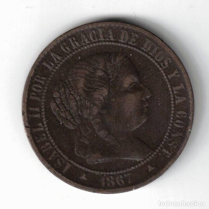Monedas de Espa&ntilde;a: MONEDA 2 Y MEDIO (2&frac12;) CENTIMOS DE ESCUDO 1867 ISABEL II BARCELONA COBRE
